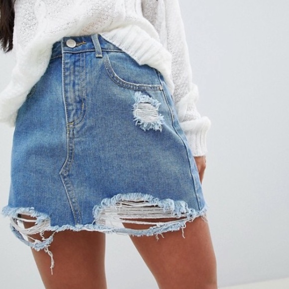 Missguided Dresses & Skirts - MISSGUIDED | Distressed Denim Mini Skirt | Size 12